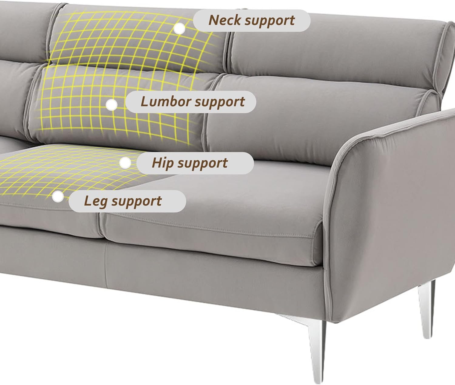 111" Convertible Sectional Sofa Couch, Flannel L Shape Furniture Couch with Chaise Left/Right Handed Chaise - Image 4