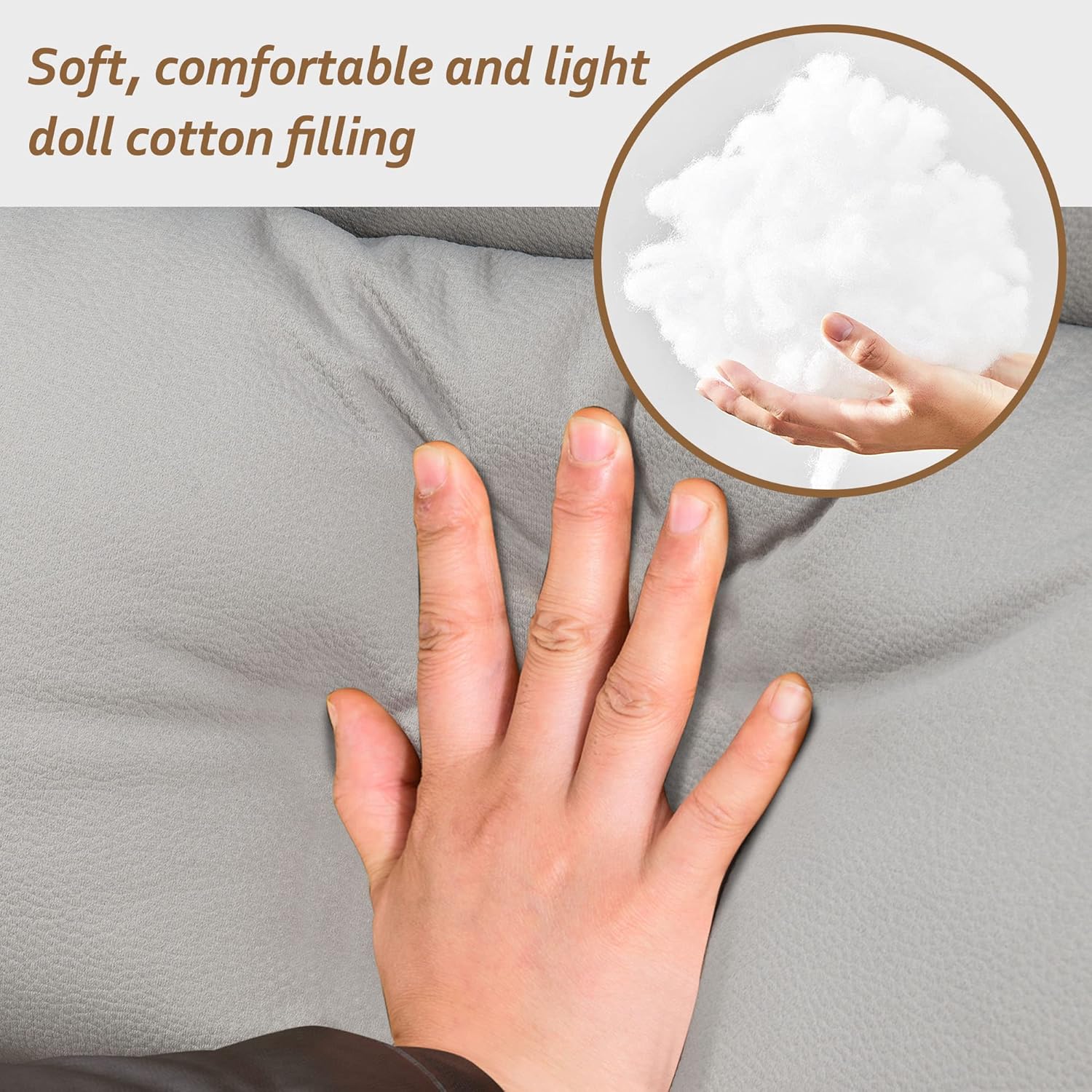 111" Convertible Sectional Sofa Couch, Flannel L Shape Furniture Couch with Chaise Left/Right Handed Chaise - Image 7