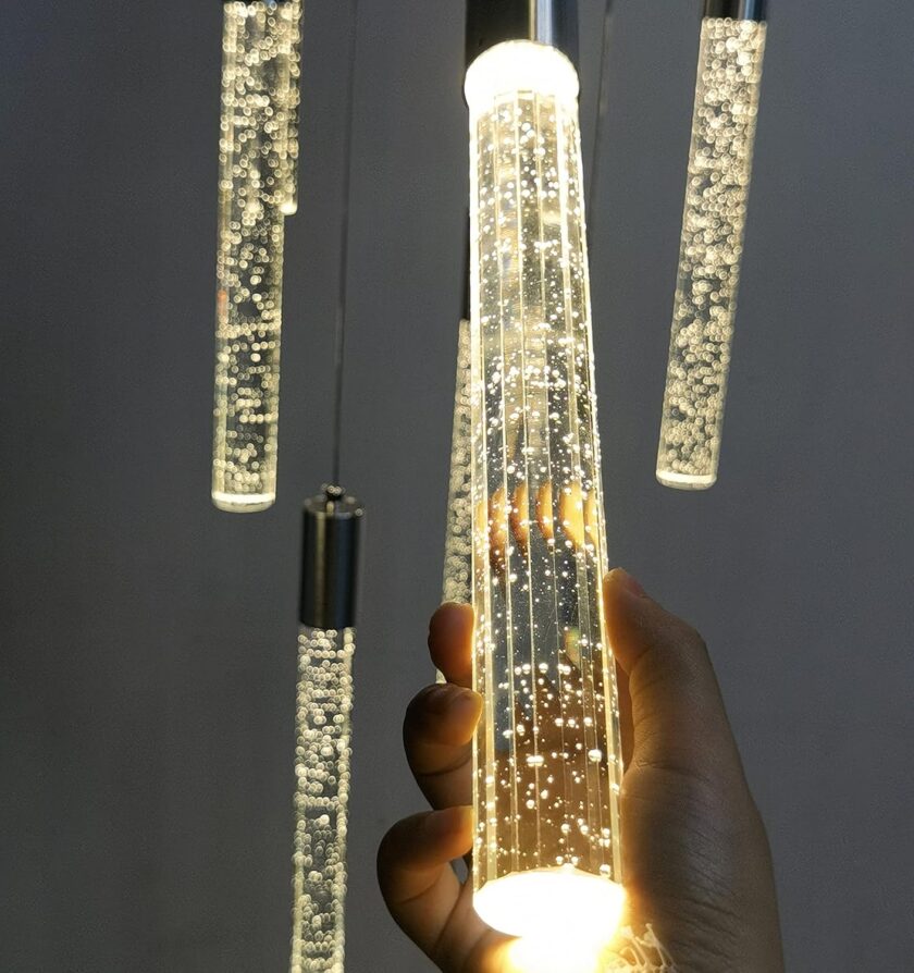 36 Lights 196" High Ceiling Chandelier Crystal Chrome Light Fixtures Dimmable Pendant Lighting Foyer Chandelier Fixtures for Living Room Staircase Hallway Flush Mount Ceiling Light Polished Chrome - Image 8