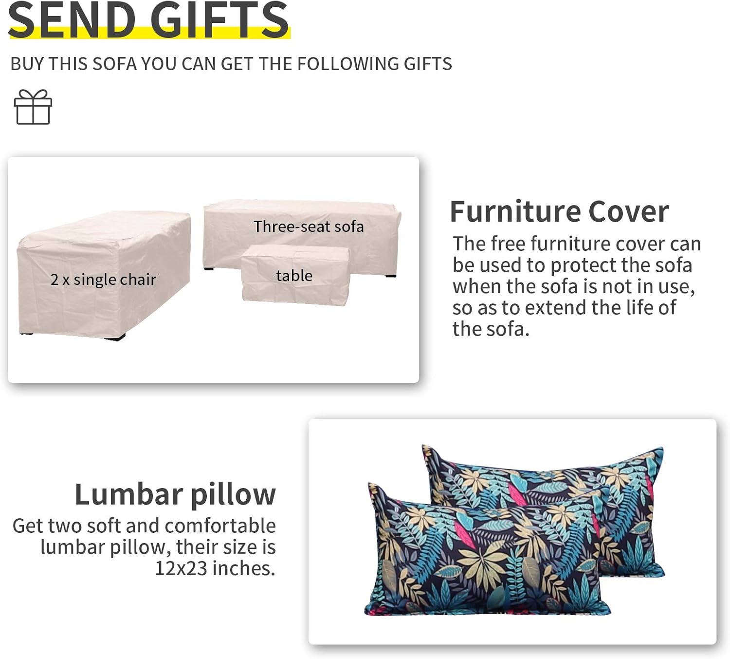 4 Pieces Patio PE Wicker Furniture Set Resin Rattan Outdoor Conversation Sofa Sets Sectional Couch with Table and Royal Blue Cushions - Image 7