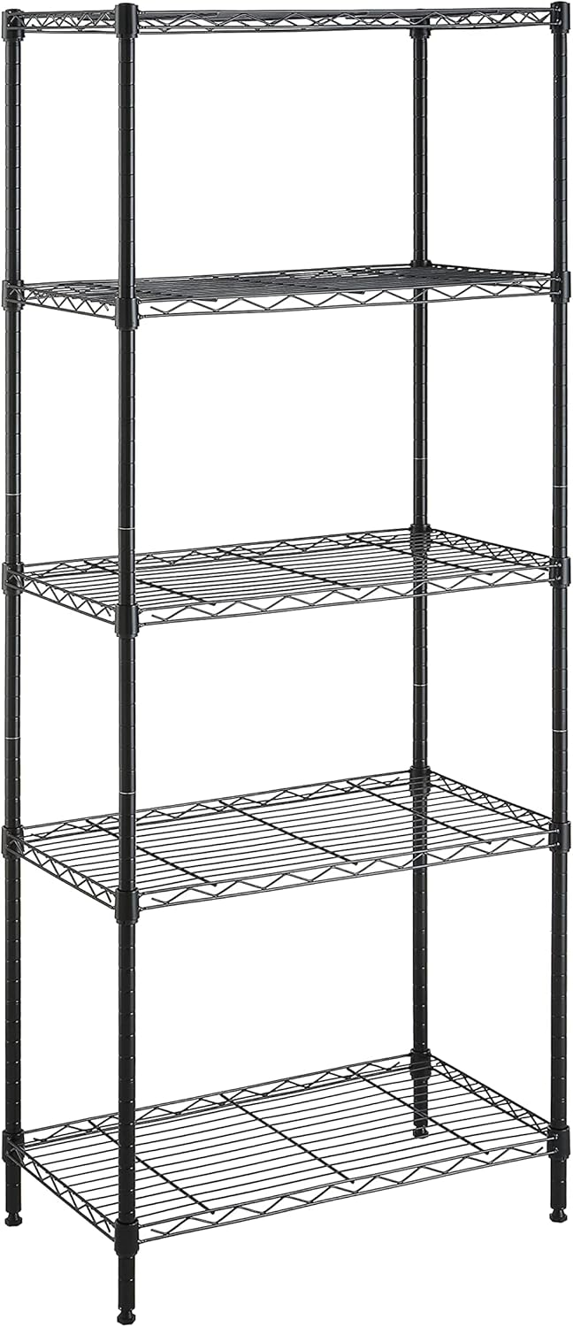 Amazon Basics 3-Shelf Adjustable, Heavy Duty Storage Shelving Unit (250 lbs loading capacity per shelf), Steel Organizer Wire Rack, Black, 23.2"L x 13.4"W x 30"H - Image 15