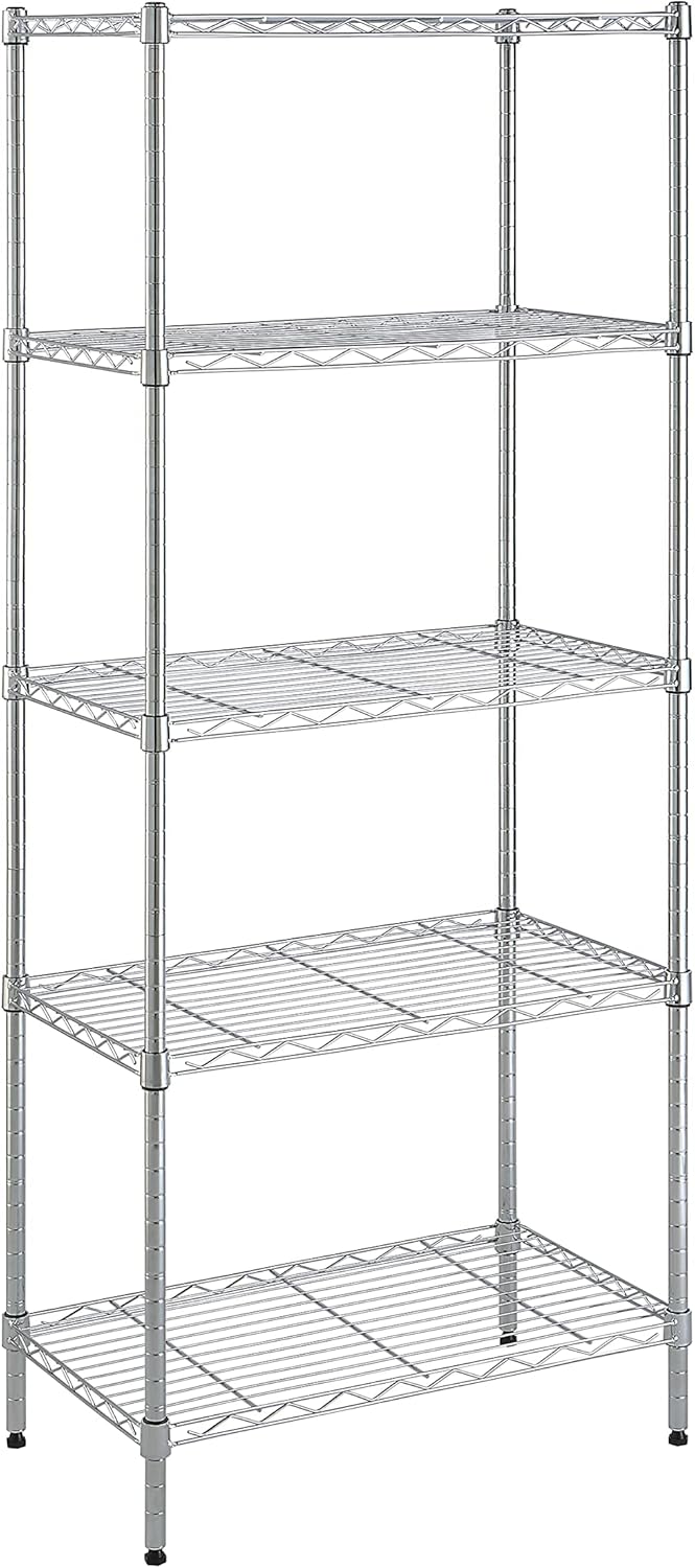 Amazon Basics 3-Shelf Adjustable, Heavy Duty Storage Shelving Unit (250 lbs loading capacity per shelf), Steel Organizer Wire Rack, Black, 23.2"L x 13.4"W x 30"H - Image 9