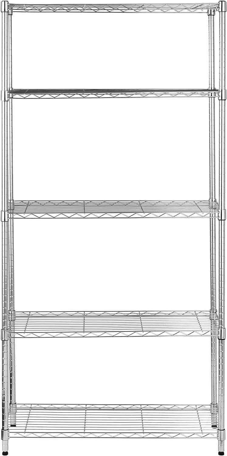 Amazon Basics 3-Shelf Adjustable, Heavy Duty Storage Shelving Unit (250 lbs loading capacity per shelf), Steel Organizer Wire Rack, Black, 23.2"L x 13.4"W x 30"H - Image 17