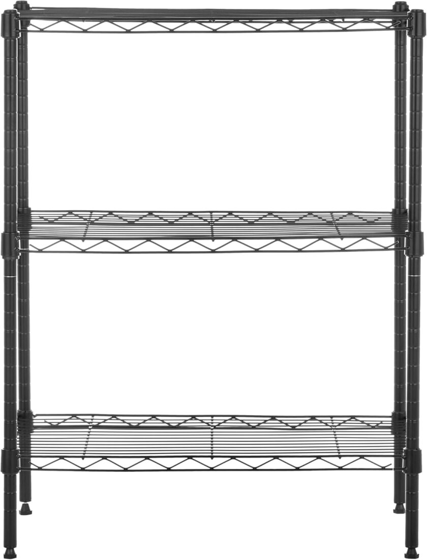 Amazon Basics 3-Shelf Adjustable, Heavy Duty Storage Shelving Unit (250 lbs loading capacity per shelf), Steel Organizer Wire Rack, Black, 23.2"L x 13.4"W x 30"H - Image 4