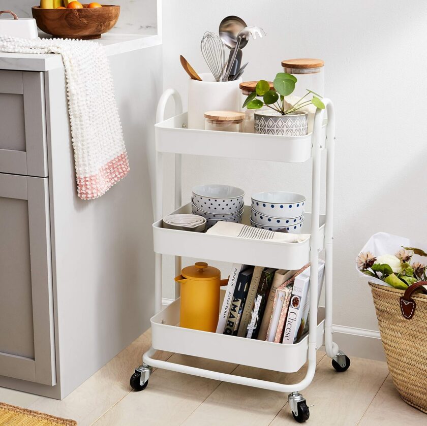 Amazon Basics 3-Tier Rolling Utility or Kitchen Cart - White - Image 6