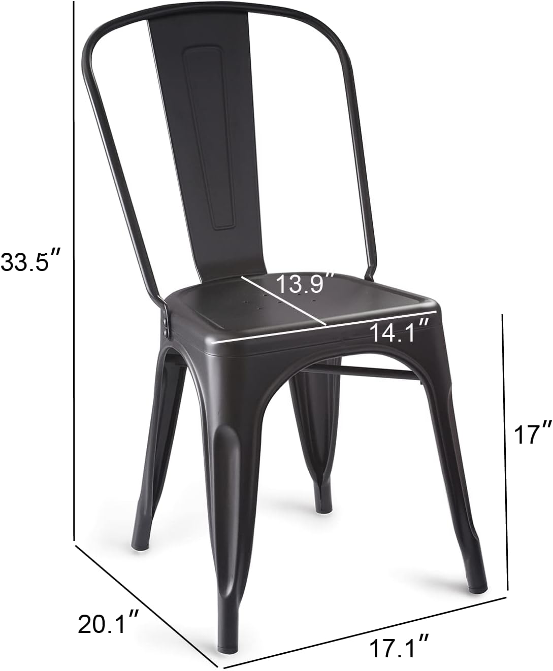 Amazon Basics 33DC01S4-BK Chair, 4 Pack, 20.1"D x 17.1"W x 33.5"H, Black - Image 3