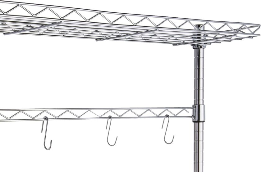 Amazon Basics 3 Tier Kitchen Storage Baker's Rack With Removeable Top, Wood\/Chrome, 14" D x 36" W x 63.4" H - Image 5