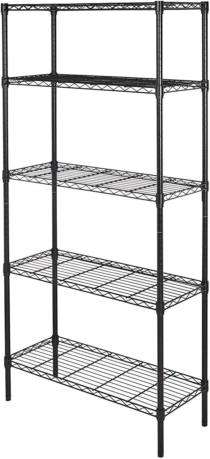 Amazon Basics 5-Shelf Adjustable, Heavy Duty Storage Shelving Unit (350 lbs loading capacity per shelf), Steel Organizer Wire Rack, Black (36L x 14W x 72H) - Image 2