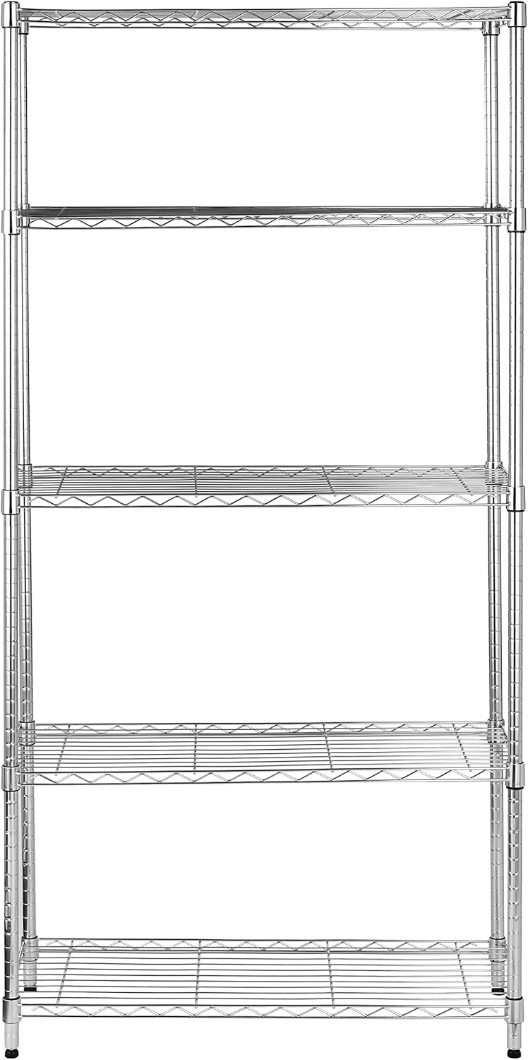Amazon Basics 5-Shelf Adjustable, Heavy Duty Storage Shelving Unit (350 lbs loading capacity per shelf), Steel Organizer Wire Rack, Black (36L x 14W x 72H) - Image 13