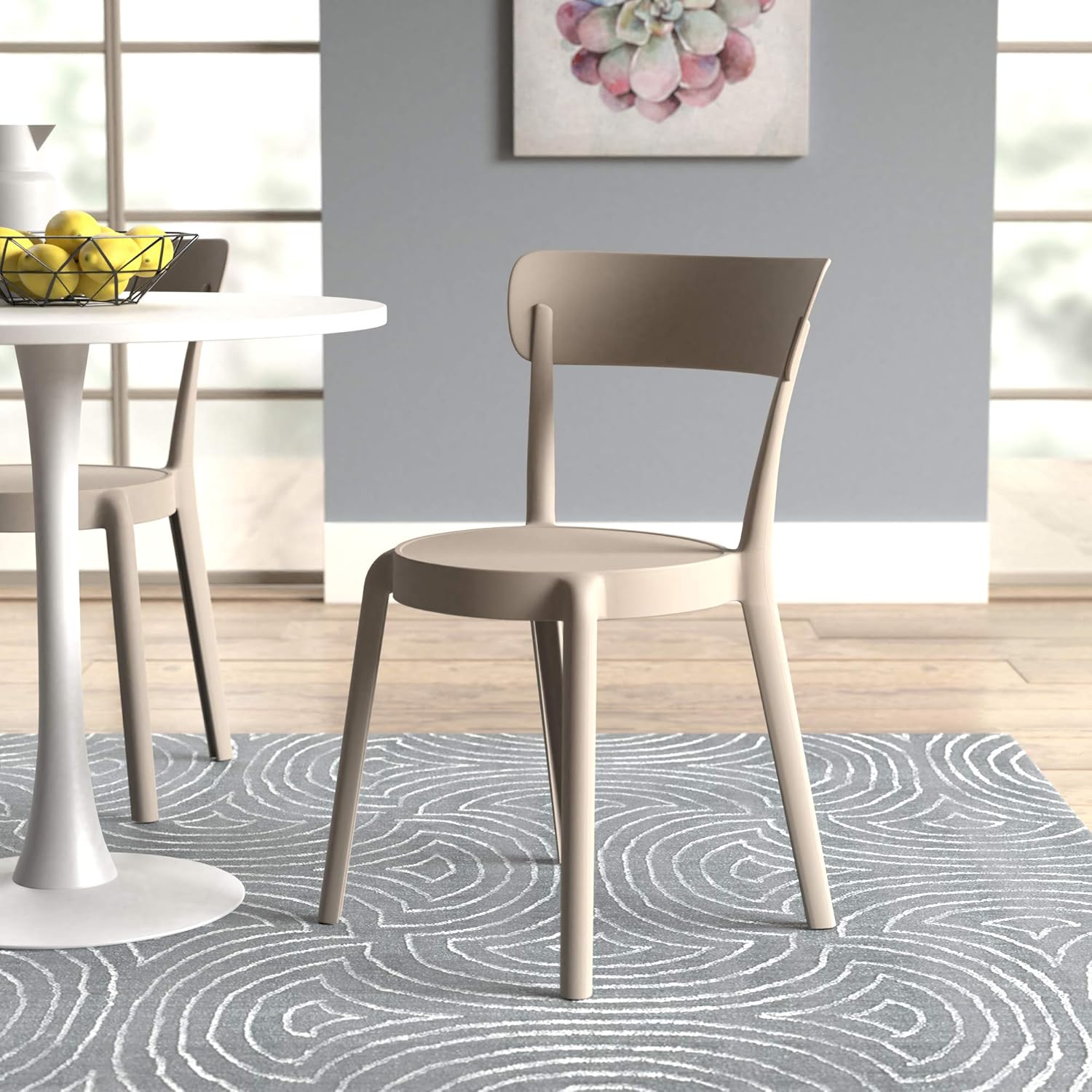 Amazon Basics Beige, Armless Bistro Dining Chair-Set of 2, Premium Plastic - Image 6