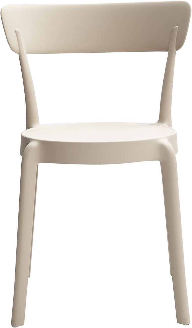 Amazon Basics Beige, Armless Bistro Dining Chair-Set of 2, Premium Plastic - Image 2
