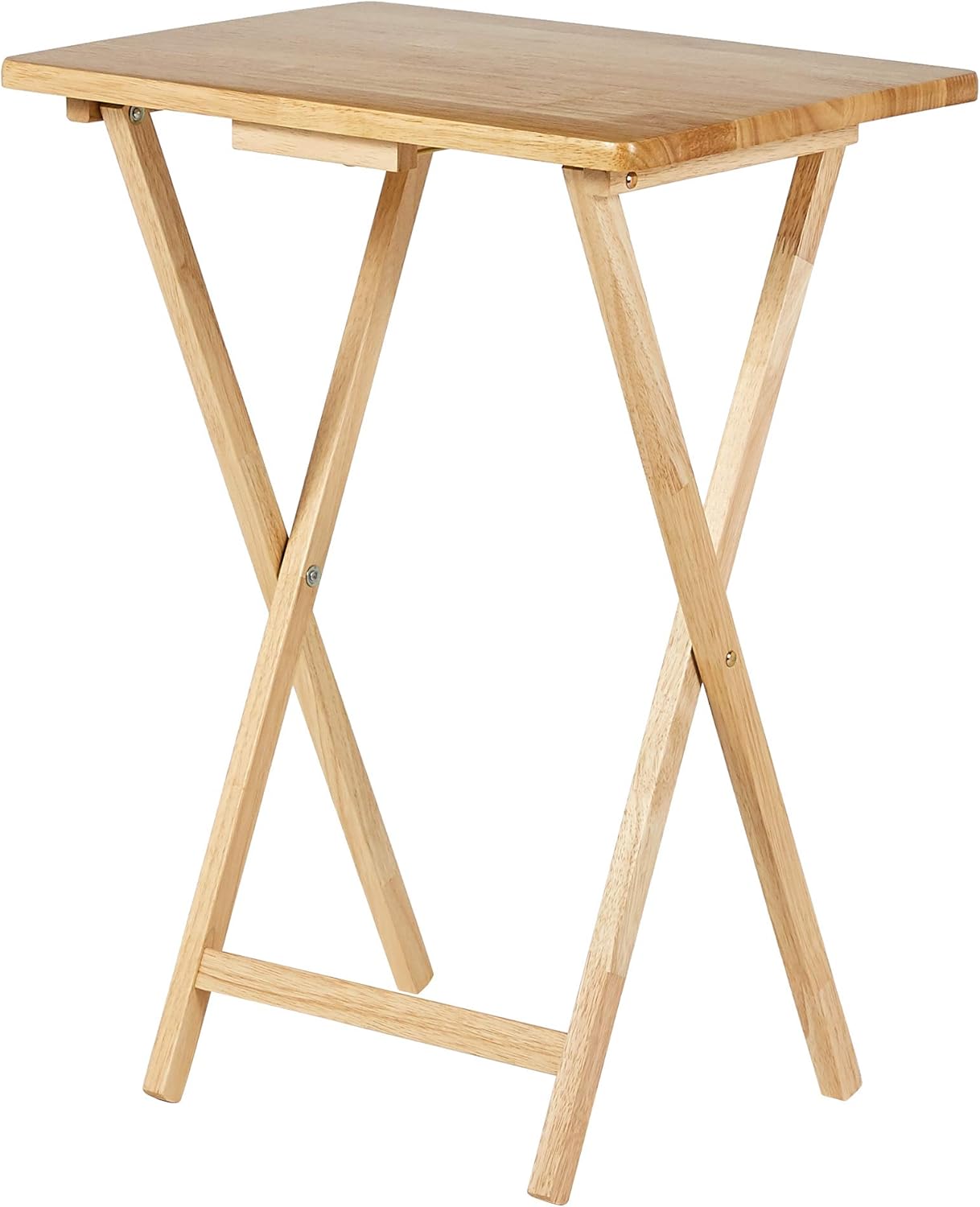 Amazon Basics Classic TV Dinner Folding Trays with Storage Rack - Set of 4, Natural - Image 4