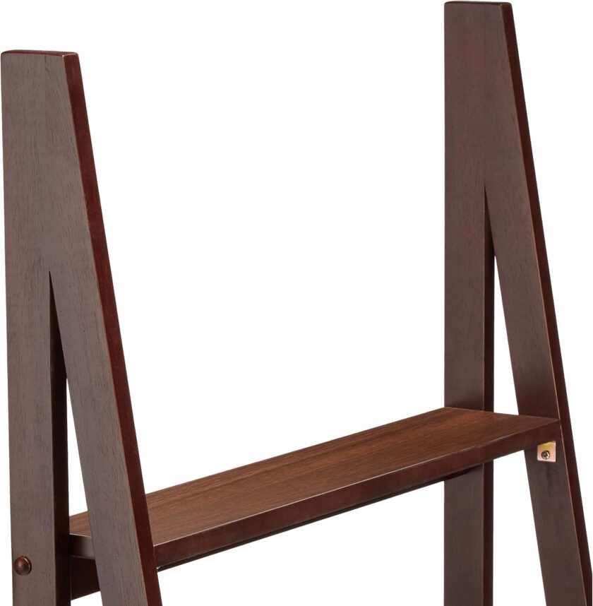 Amazon Basics Modern 5-Tier Ladder Bookshelf Organizer, Solid Rubberwood Frame, Espresso Finish, 14 D x 24.8 W x 70.1 H in - Image 3
