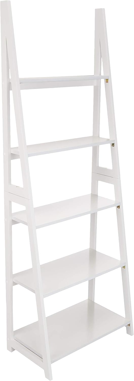 Amazon Basics Modern 5-Tier Ladder Bookshelf Organizer, Solid Rubberwood Frame, Espresso Finish, 14 D x 24.8 W x 70.1 H in - Image 6