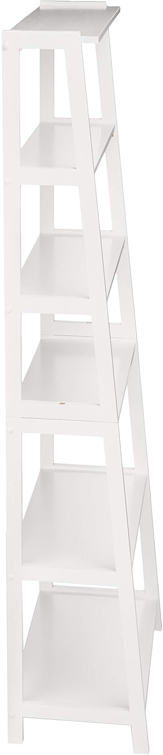 Amazon Basics Rubberwood 5 Shelf Ladder Bookcase, White, 15.03" D x 25.98" W x 74.48" H - Image 5