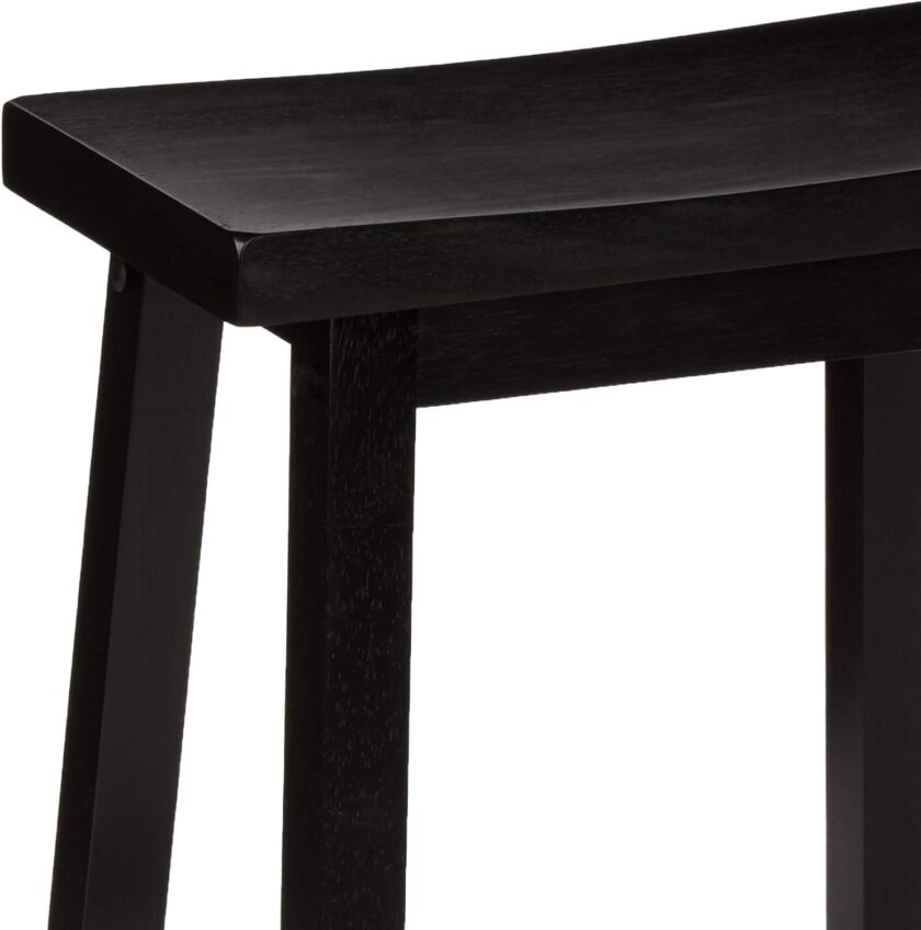 Amazon Basics Solid Wood Saddle-Seat Kitchen Counter-Height Stool, 24-Inch Height, Black - Set of 2 - Image 7