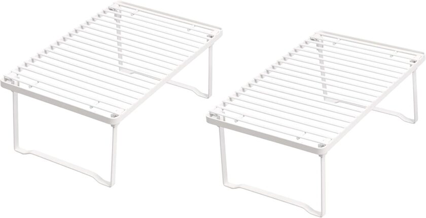 Amazon Basics Stackable Metal Kitchen Storage Shelves, Set of 2 - White - Image 6