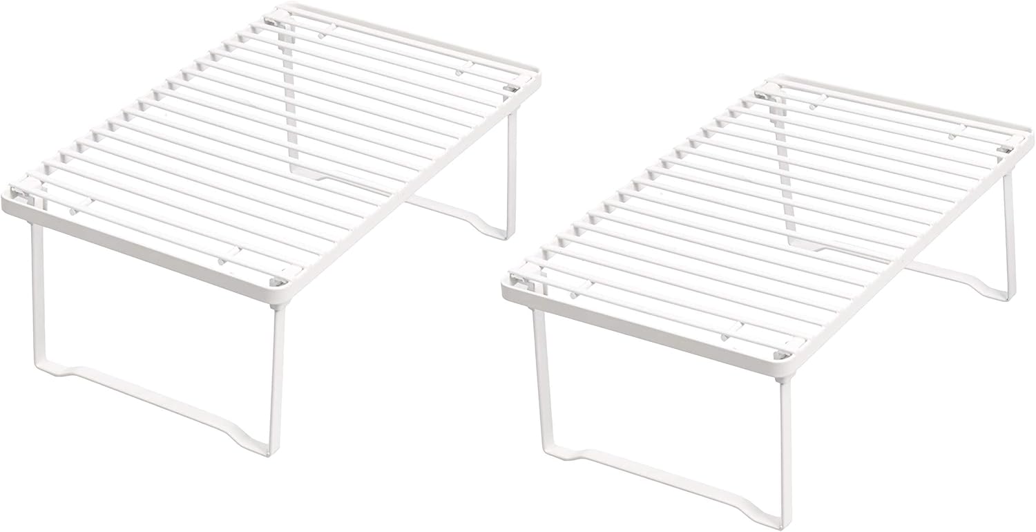 Amazon Basics Stackable Metal Kitchen Storage Shelves, Set of 2 - White - Image 6