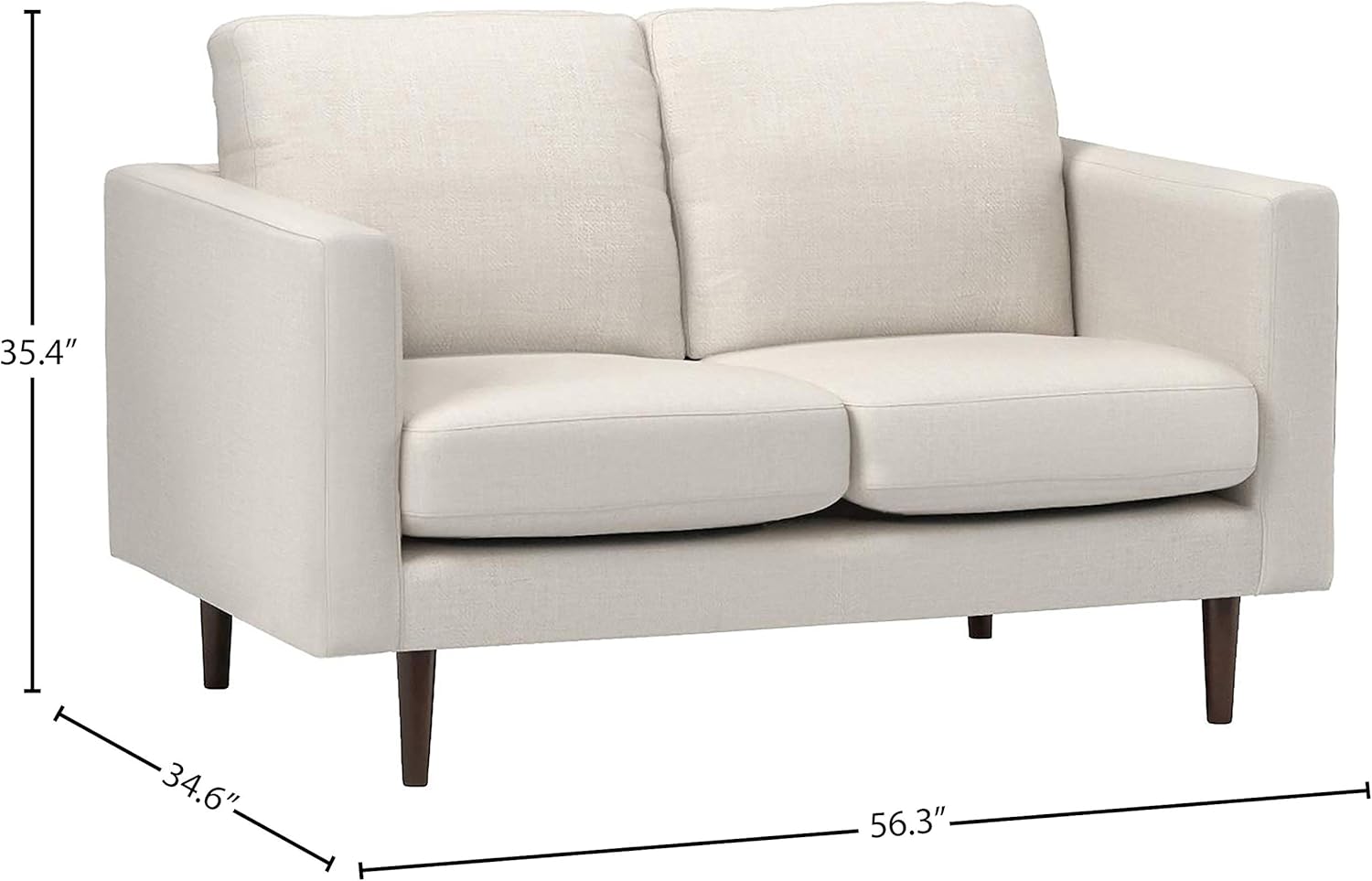 Amazon Brand - Rivet Revolve Modern Upholstered Loveseat Sofa, 56"W, Linen - Image 3