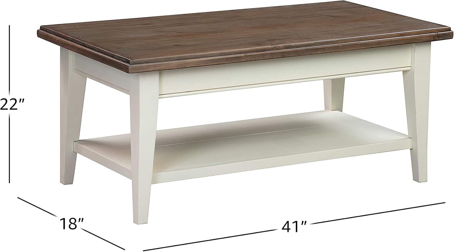 Amazon Brand - Stone & Beam Rustic Reclaimed Pine Rectangular Coffee Table, White, 18" x 41" x 22" - Image 5