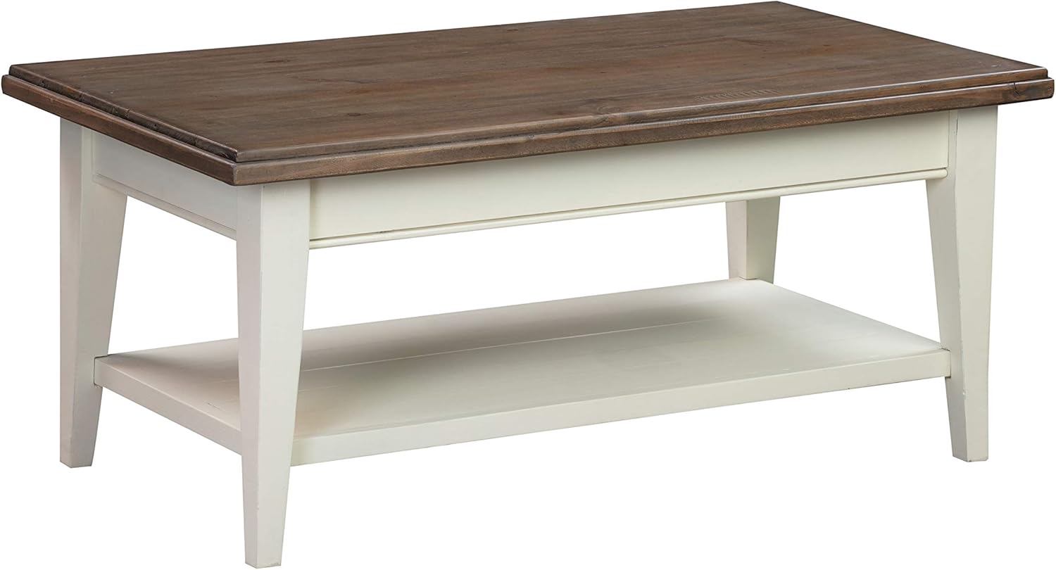 Amazon Brand - Stone & Beam Rustic Reclaimed Pine Rectangular Coffee Table, White, 18" x 41" x 22"