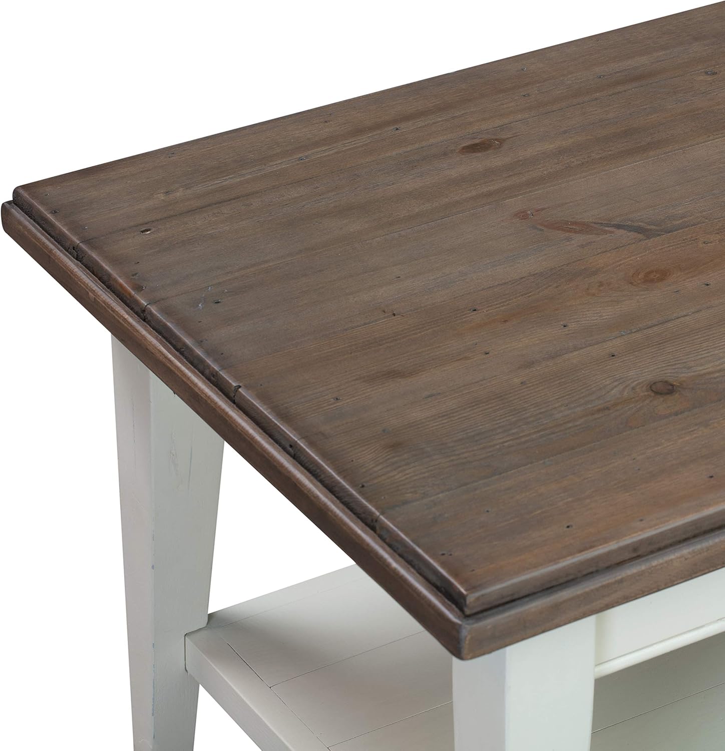 Amazon Brand - Stone & Beam Rustic Reclaimed Pine Rectangular Coffee Table, White, 18" x 41" x 22" - Image 3