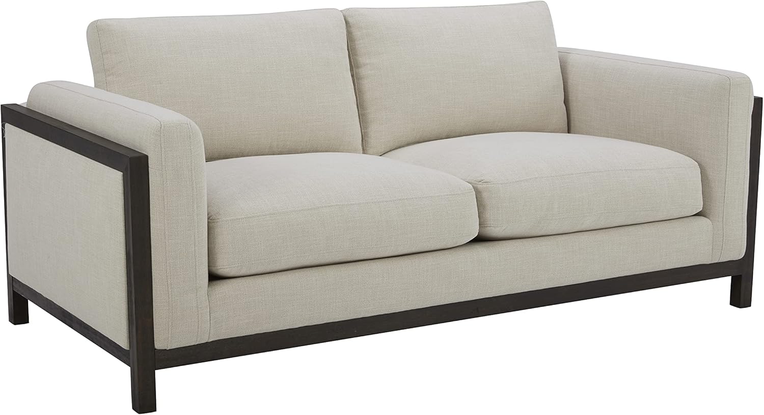 Amazon Brand \u2013 Stone & Beam Chesler Contemporary Loveseat Sofa with Wood Trim, 76"W, Cream