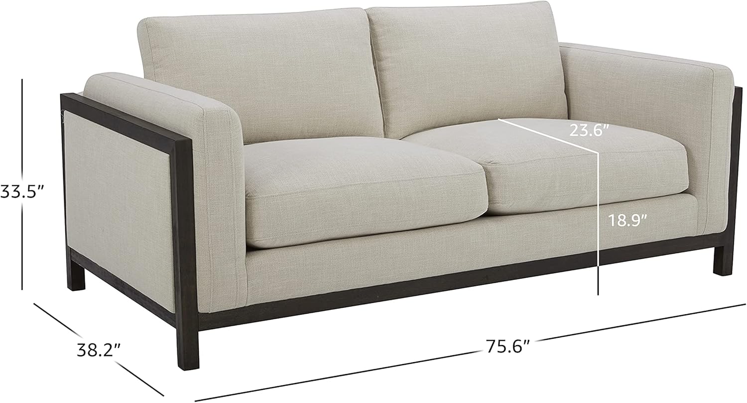 Amazon Brand \u2013 Stone & Beam Chesler Contemporary Loveseat Sofa with Wood Trim, 76"W, Cream - Image 9