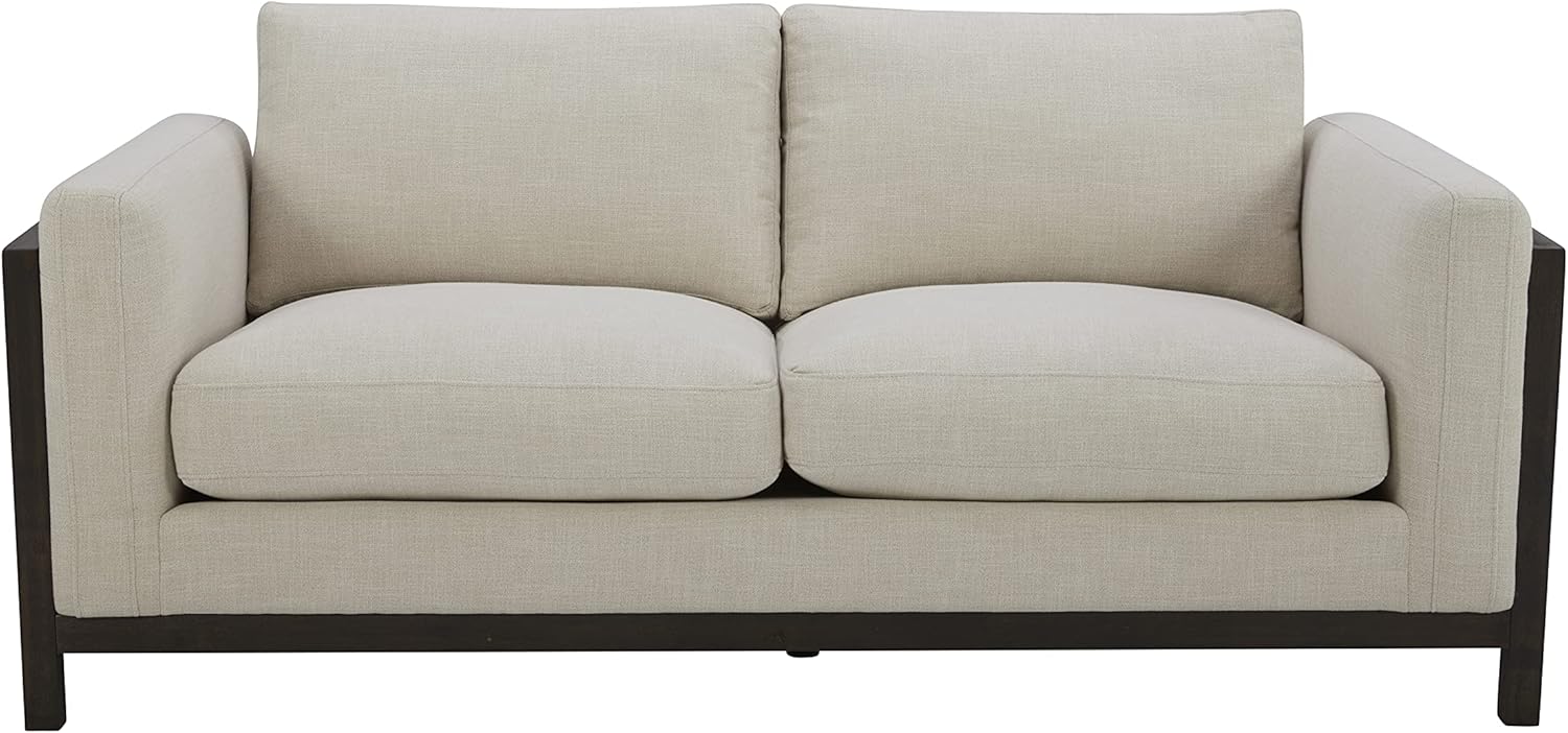 Amazon Brand \u2013 Stone & Beam Chesler Contemporary Loveseat Sofa with Wood Trim, 76"W, Cream - Image 2