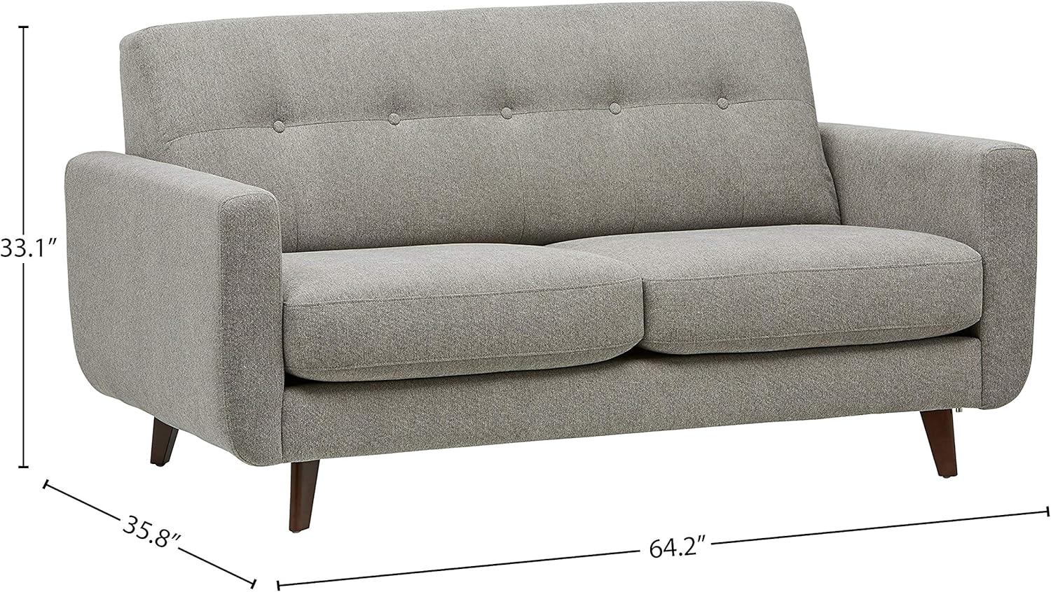 Amazon Brand â€“ Rivet Sloane Mid-Century Modern Loveseat Sofa, 64.2"W, Pebble Grey - Image 3