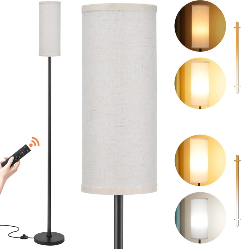 Ambimall Floor Lamps for Living Room, Modern Floor Lamp with Remote Control and Stepless Dimmable Colors Temperature & Brightness, Standing Lamps for Living Room Bedroom Office, 9W Bulb Included - Image 8