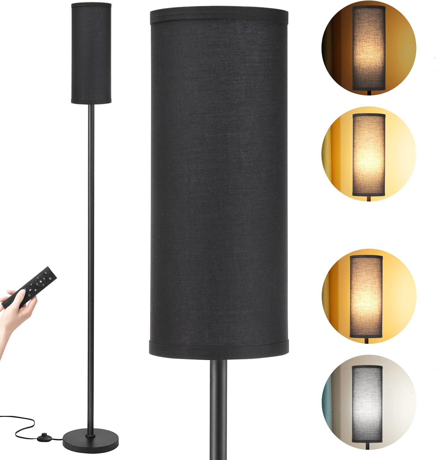 Ambimall Floor Lamps for Living Room, Modern Floor Lamp with Remote Control and Stepless Dimmable Colors Temperature & Brightness, Standing Lamps for Living Room Bedroom Office, 9W Bulb Included - Image 9