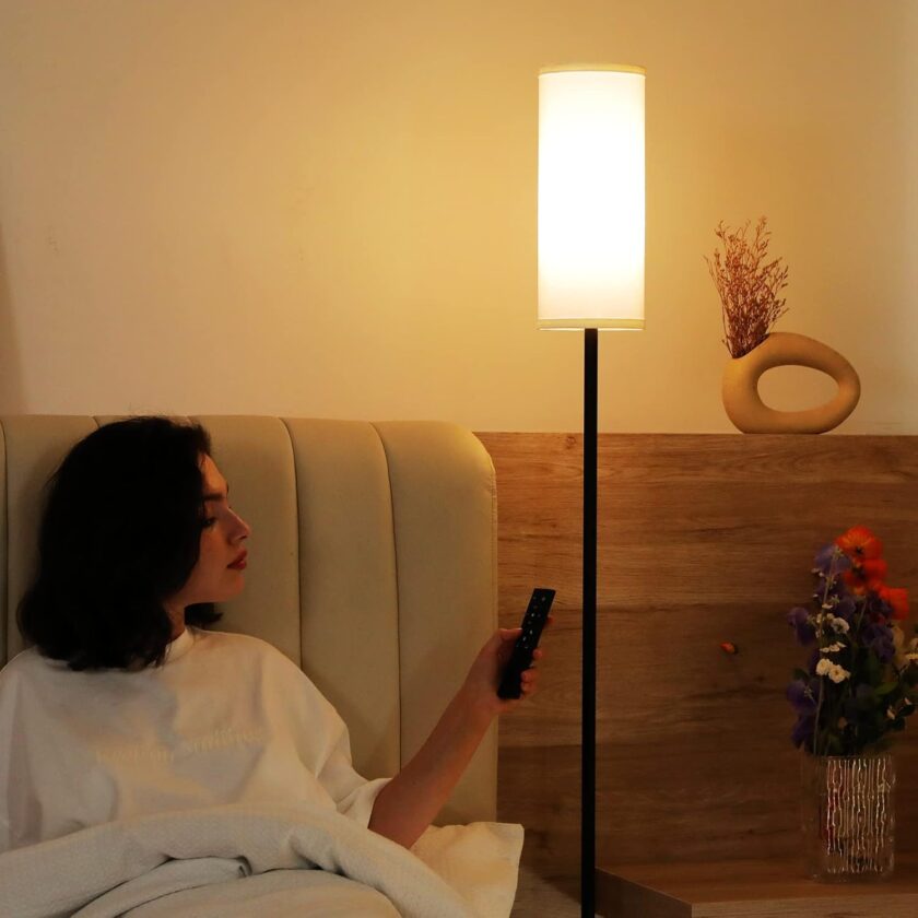 Ambimall Floor Lamps for Living Room, Modern Floor Lamp with Remote Control and Stepless Dimmable Colors Temperature & Brightness, Standing Lamps for Living Room Bedroom Office, 9W Bulb Included - Image 3