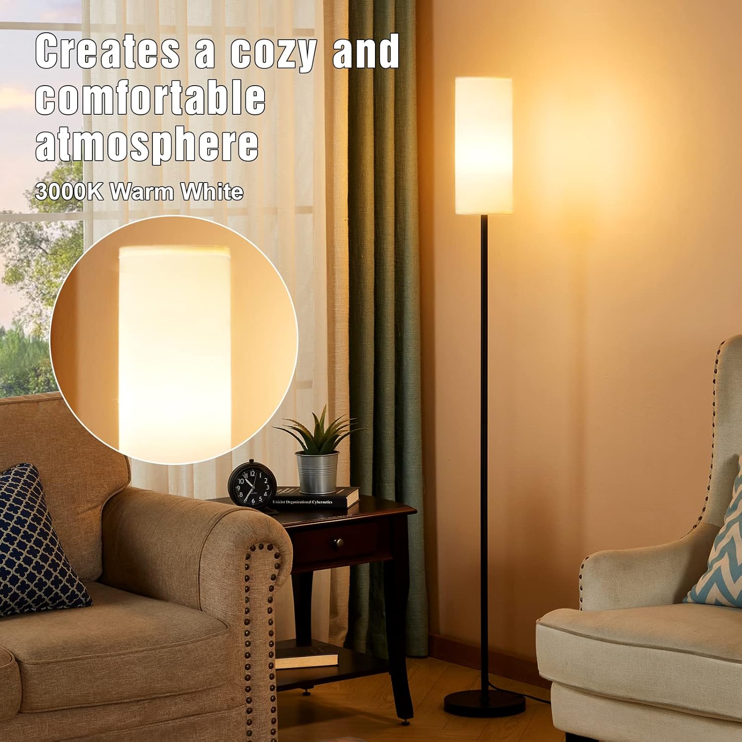 Ambimall Floor Lamps for Living Room, Modern Floor Lamp with Remote Control and Stepless Dimmable Colors Temperature & Brightness, Standing Lamps for Living Room Bedroom Office, 9W Bulb Included - Image 7