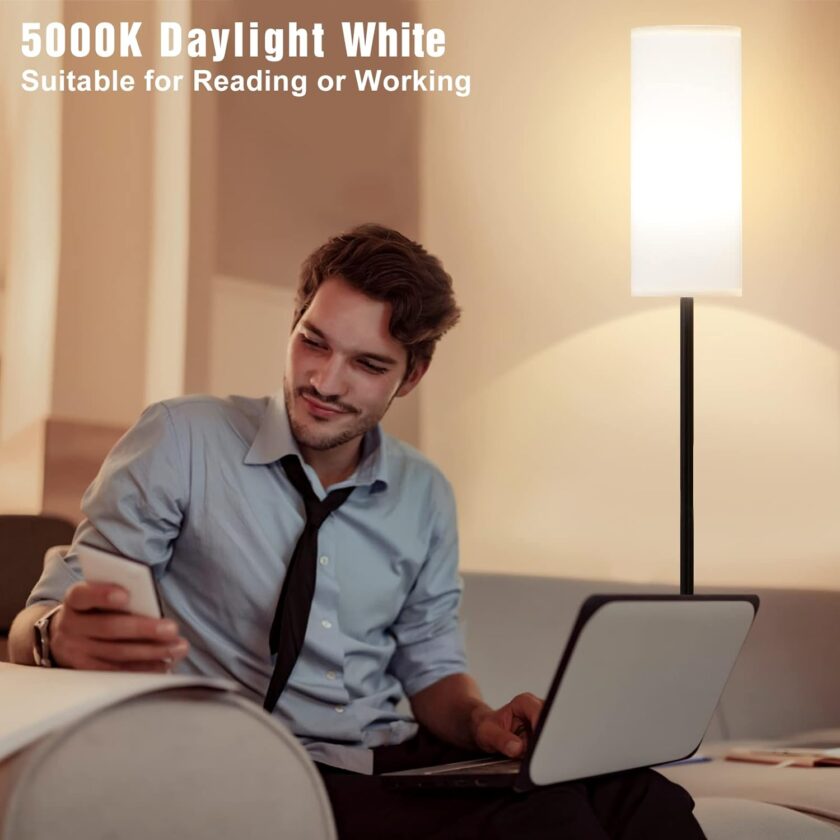 Ambimall Floor Lamps for Living Room, Modern Floor Lamp with Remote Control and Stepless Dimmable Colors Temperature & Brightness, Standing Lamps for Living Room Bedroom Office, 9W Bulb Included - Image 6