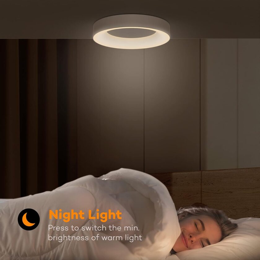 Annaror LED Flush Mount Ceiling Light with Remote Control, 24W 3000K-6500K Dimmable Ceiling Light Fixture, Modern Led Ceiling Lights for Bedroom Kitchen Living Room, 11 Inch White - Image 5