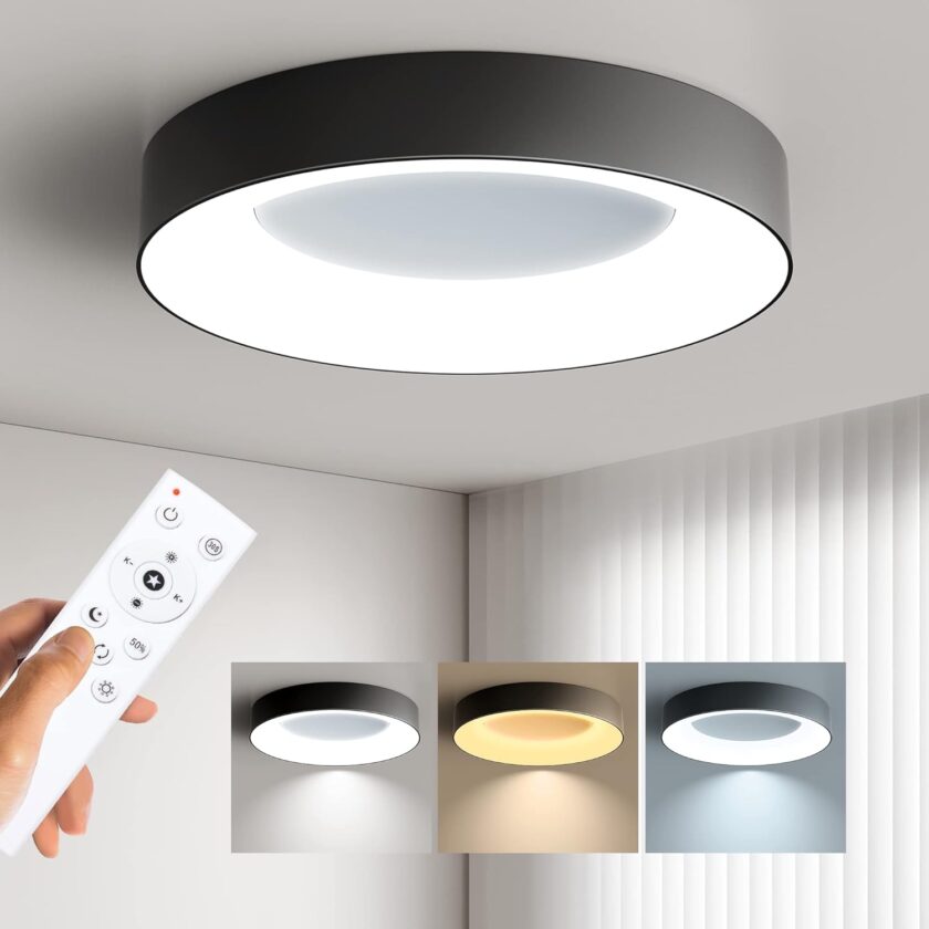 Annaror LED Flush Mount Ceiling Light with Remote Control, 24W 3000K-6500K Dimmable Ceiling Light Fixture, Modern Led Ceiling Lights for Bedroom Kitchen Living Room, 11 Inch White - Image 8