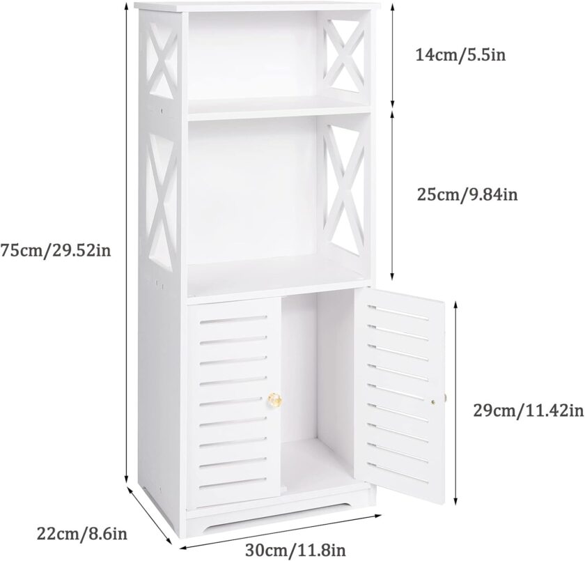 Bathroom Floor Storage Cabinet,Bathroom Storage Furniture Home Organizer Shelf Rack Multiple Tiers Shelves Cabinet,Free Standing Cabinet with Shelf,Small Space Corner Cabinet - Image 2