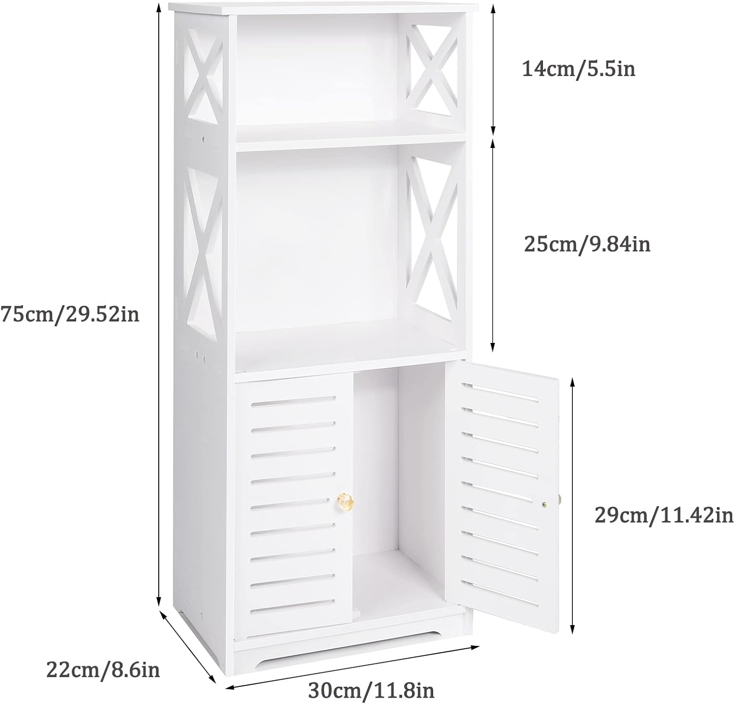 Bathroom Floor Storage Cabinet,Bathroom Storage Furniture Home Organizer Shelf Rack Multiple Tiers Shelves Cabinet,Free Standing Cabinet with Shelf,Small Space Corner Cabinet - Image 2