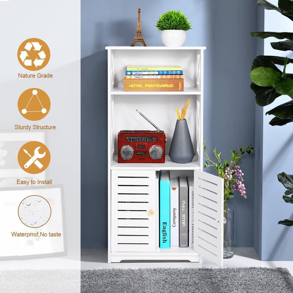 Bathroom Floor Storage Cabinet,Bathroom Storage Furniture Home Organizer Shelf Rack Multiple Tiers Shelves Cabinet,Free Standing Cabinet with Shelf,Small Space Corner Cabinet - Image 5