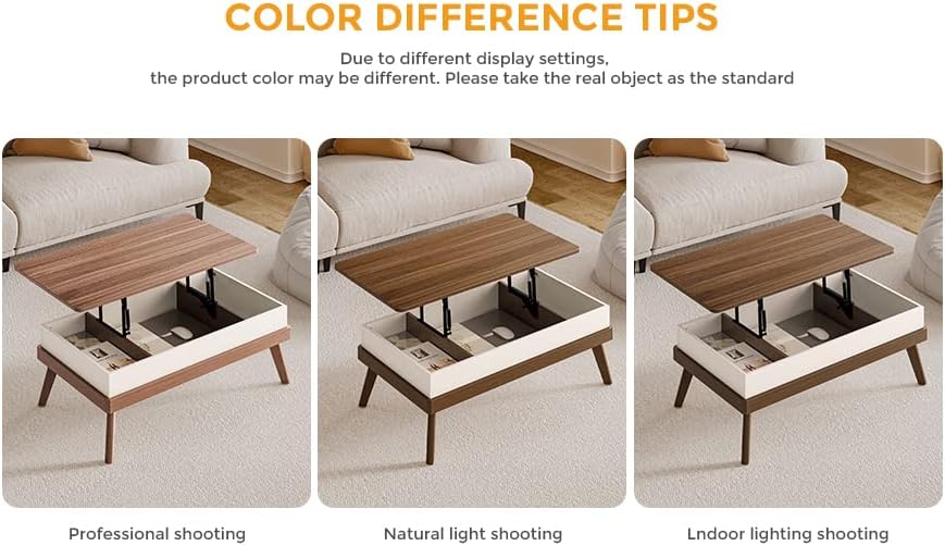 Bidiso Lift Top Coffee Table, Easy-to-Assembly Center Table with Hidden Storage Compartment, Modern Dining Table for Living Room Reception\/Home Office, Walnut - Image 4