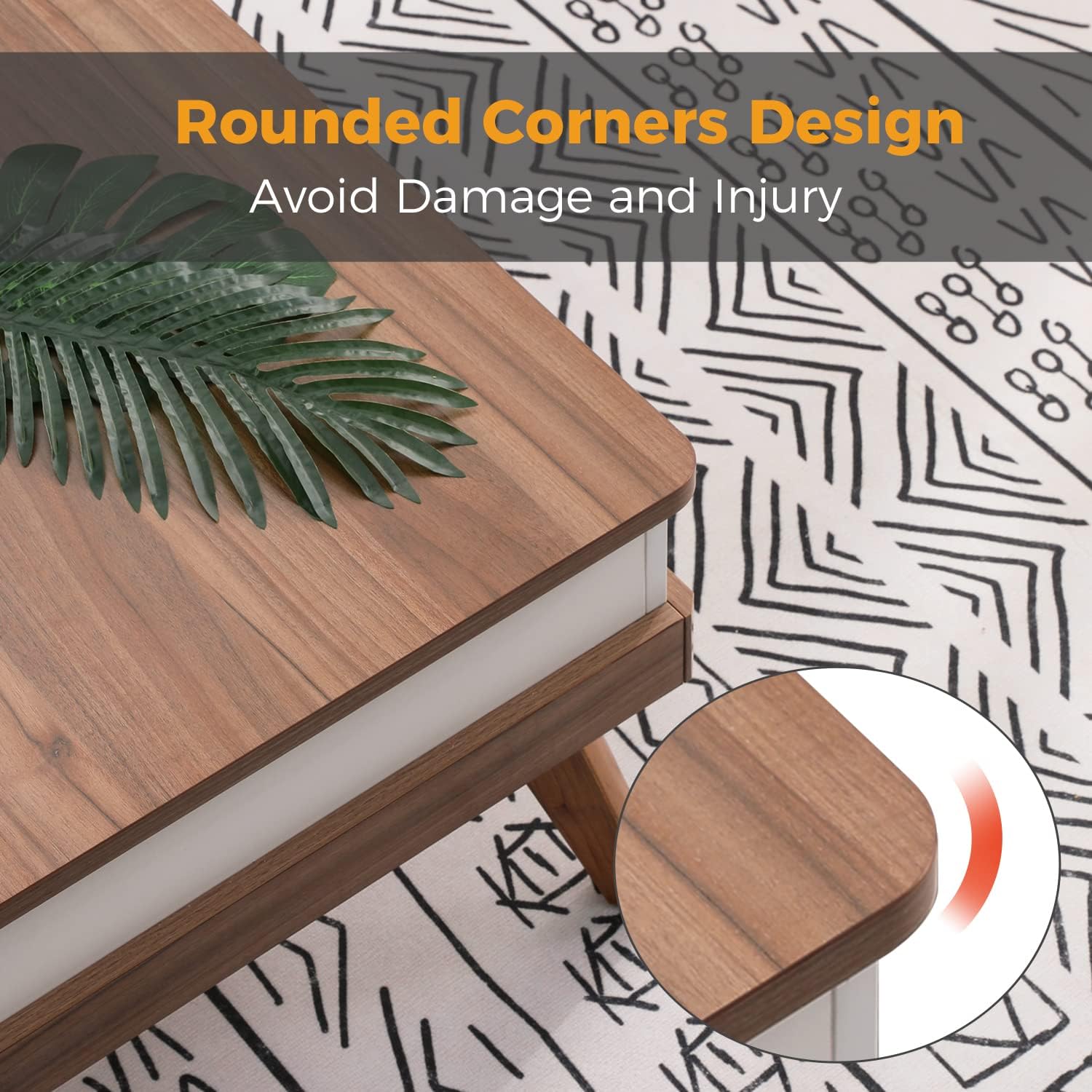 Bidiso Lift Top Coffee Table, Easy-to-Assembly Center Table with Hidden Storage Compartment, Modern Dining Table for Living Room Reception\/Home Office, Walnut - Image 7