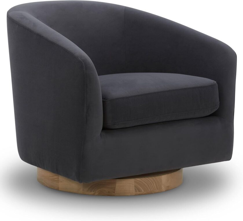 CHITA Swivel Accent Chair Armchair, Round Barrel Chair in Fabric for Living Room Bedroom, Pebble Grey - Image 16
