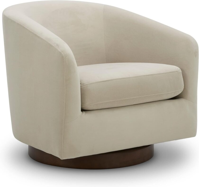 CHITA Swivel Accent Chair Armchair, Round Barrel Chair in Fabric for Living Room Bedroom, Pebble Grey - Image 12