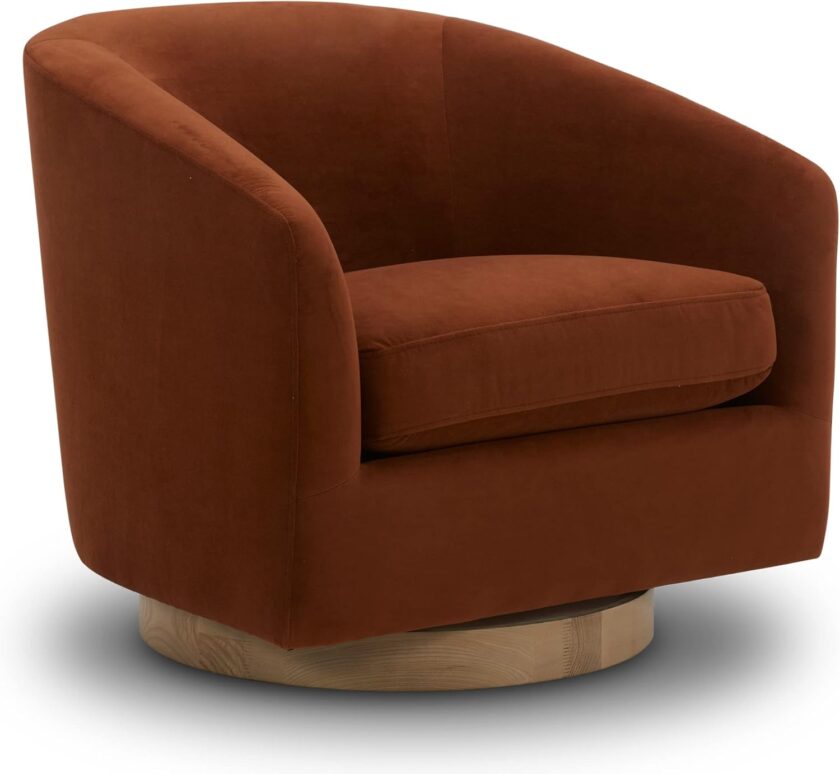 CHITA Swivel Accent Chair Armchair, Round Barrel Chair in Fabric for Living Room Bedroom, Pebble Grey - Image 15