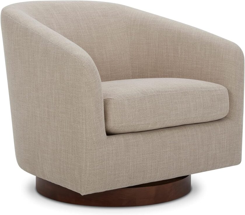 CHITA Swivel Accent Chair Armchair, Round Barrel Chair in Fabric for Living Room Bedroom, Pebble Grey - Image 13