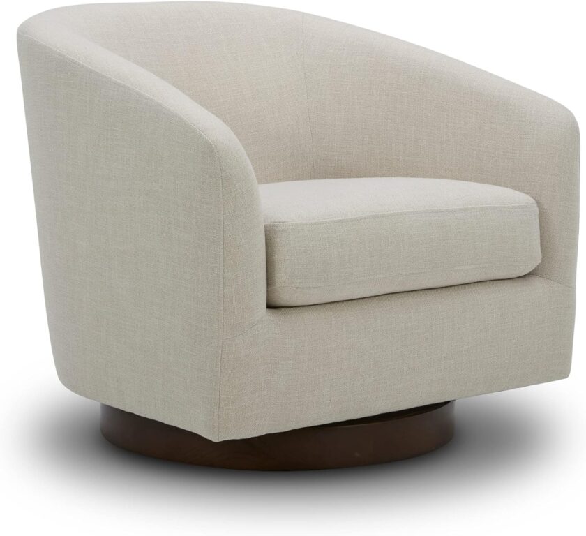 CHITA Swivel Accent Chair Armchair, Round Barrel Chair in Fabric for Living Room Bedroom, Pebble Grey - Image 11