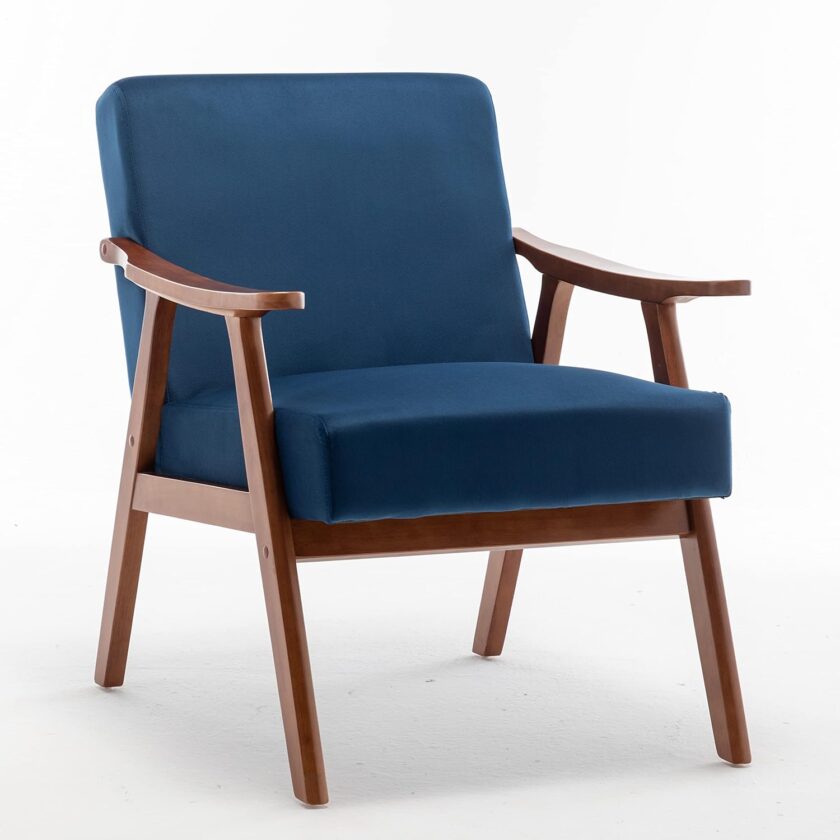 Container Furniture Direct Accent Chair with Microfiber Upholstery and Solid Wood Frame, Classic Mid-Century Modern Living Room Furniture for Extra Seating, Light Camel - Image 11