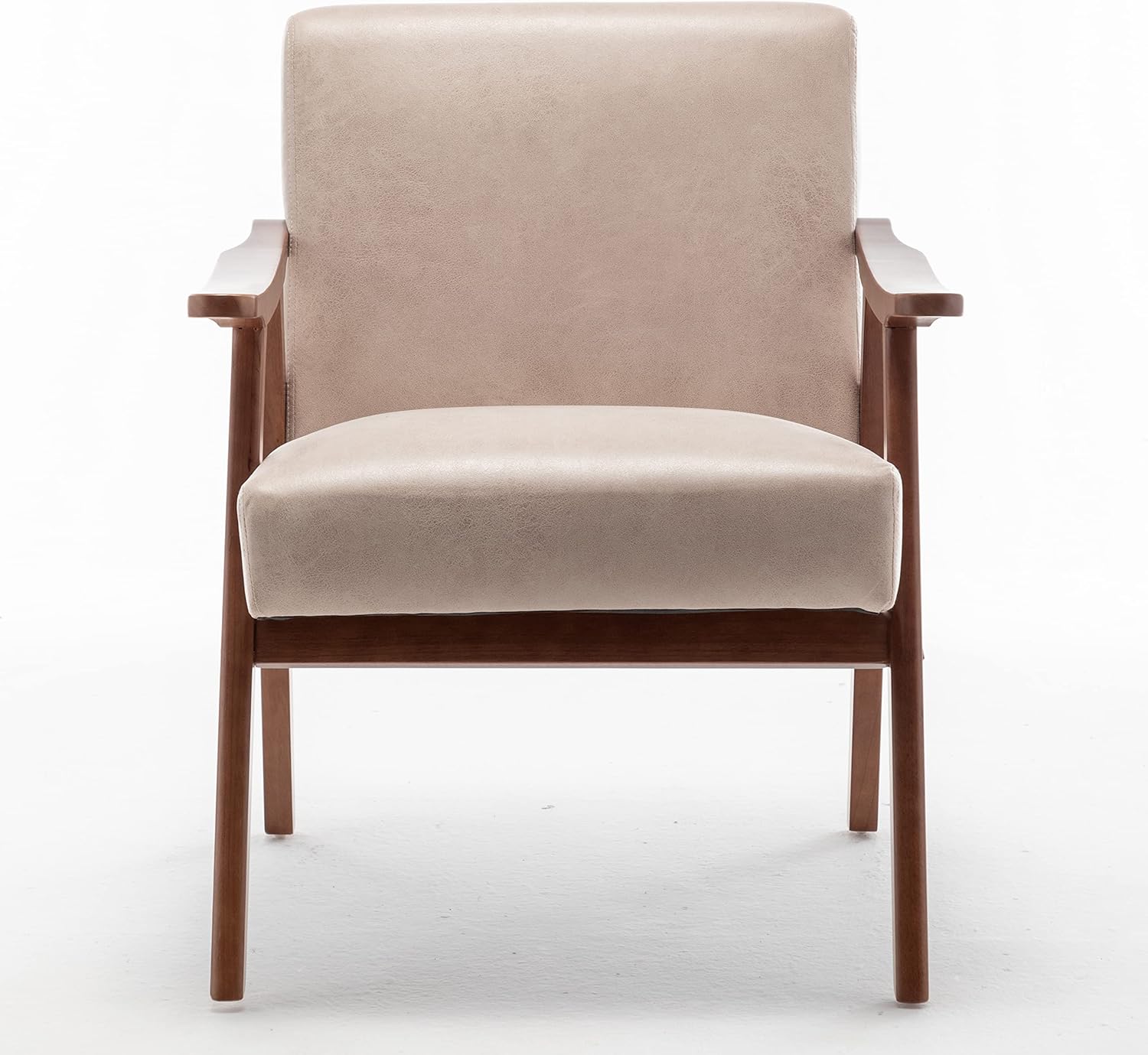 Container Furniture Direct Accent Chair with Microfiber Upholstery and Solid Wood Frame, Classic Mid-Century Modern Living Room Furniture for Extra Seating, Light Camel - Image 5