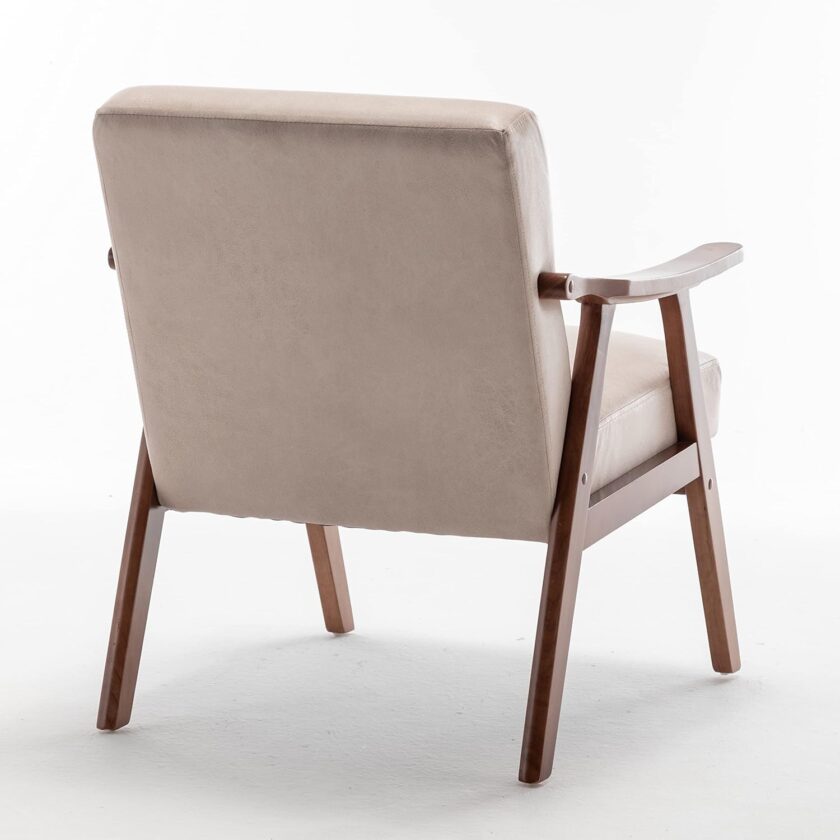 Container Furniture Direct Accent Chair with Microfiber Upholstery and Solid Wood Frame, Classic Mid-Century Modern Living Room Furniture for Extra Seating, Light Camel - Image 6